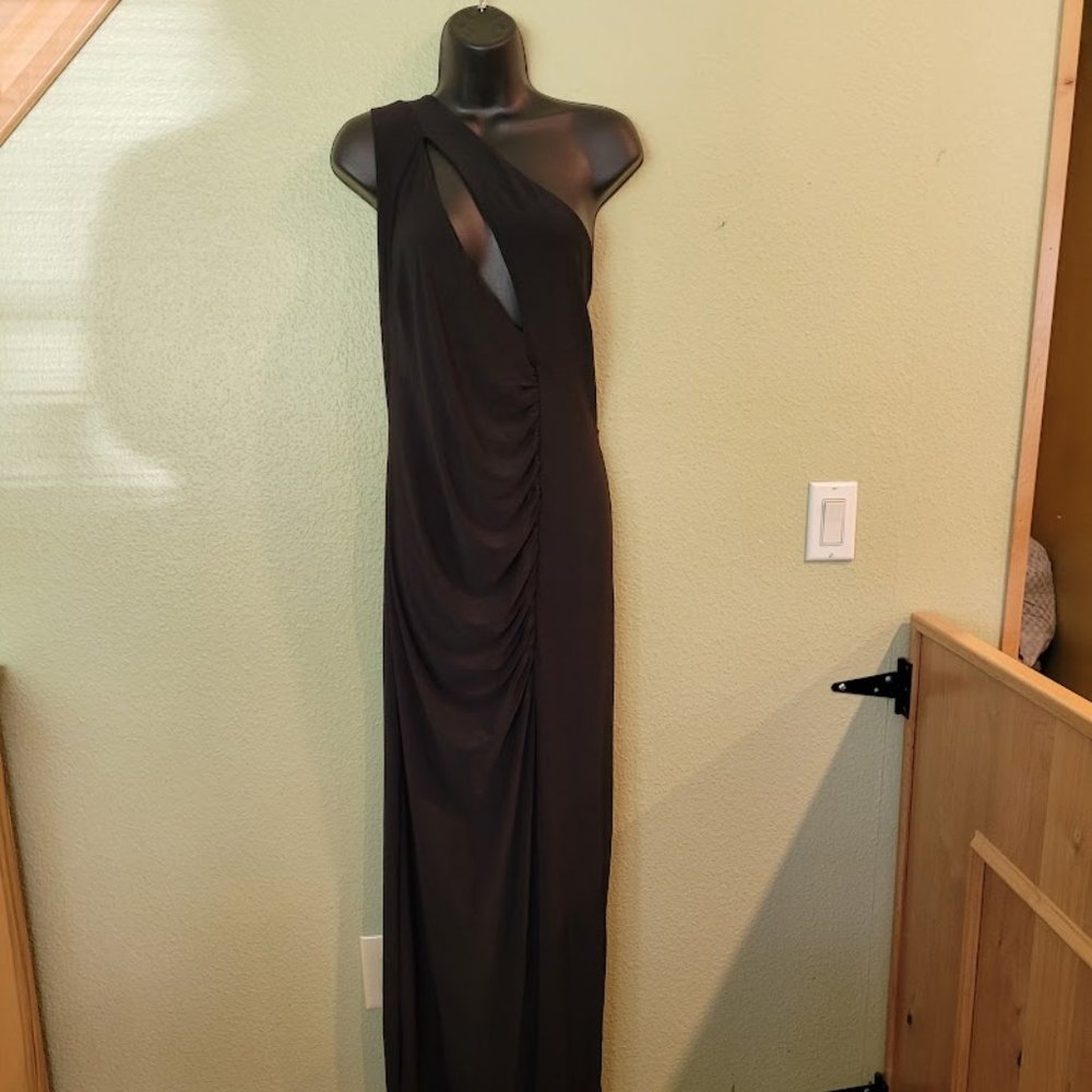 One Shoulder Peek-a-Boo Maxi Dress